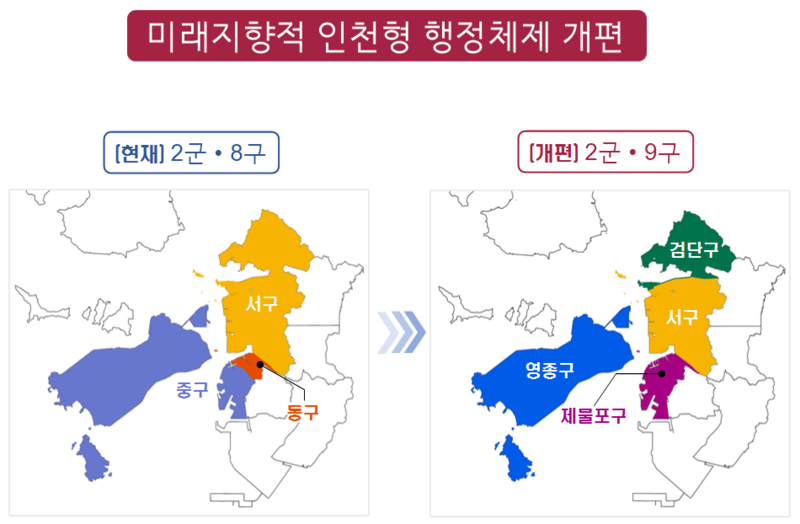 인천형 행정체제 개편 지도